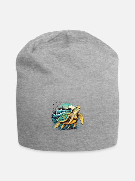 green sea turtles - Jersey Beanie - heather gray - Front