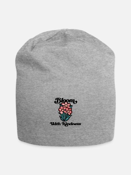 Bloom with Kindness - Jersey Beanie - heather gray - Front