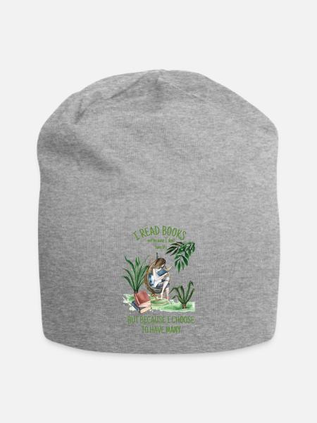 I Read Books Among Greenery - Jersey Beanie - heather gray
