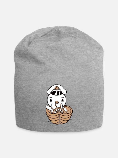 Little Bird Duck Boat Captain Funny Cute Sweet Fun - Jersey Beanie - heather gray