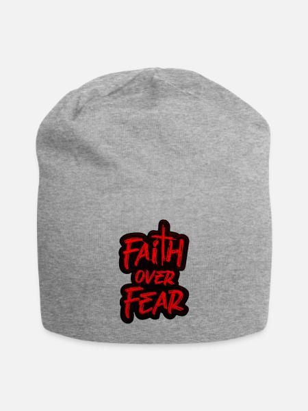 Faith Over Fear Neon - Jersey Beanie - heather gray
