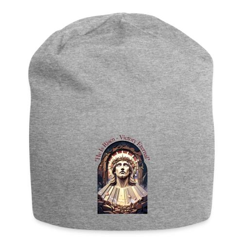 Easter He Is Risen Face of Christ T Shirt, Gift - Jersey Beanie