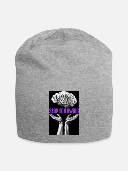 Stop Following Brain Hands - Jersey Beanie - heather gray - Front