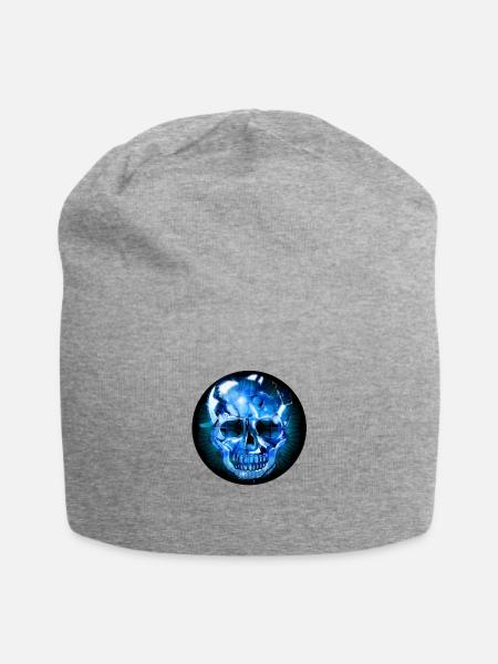 dark skull in glassy crystal look - Jersey Beanie - heather gray - Front