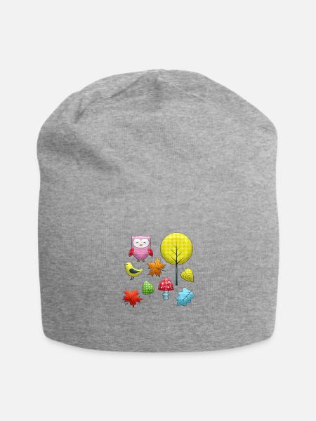 Birds Trees - Jersey Beanie - heather gray