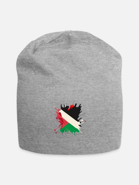 Palestine flag - Jersey Beanie - heather gray - Front