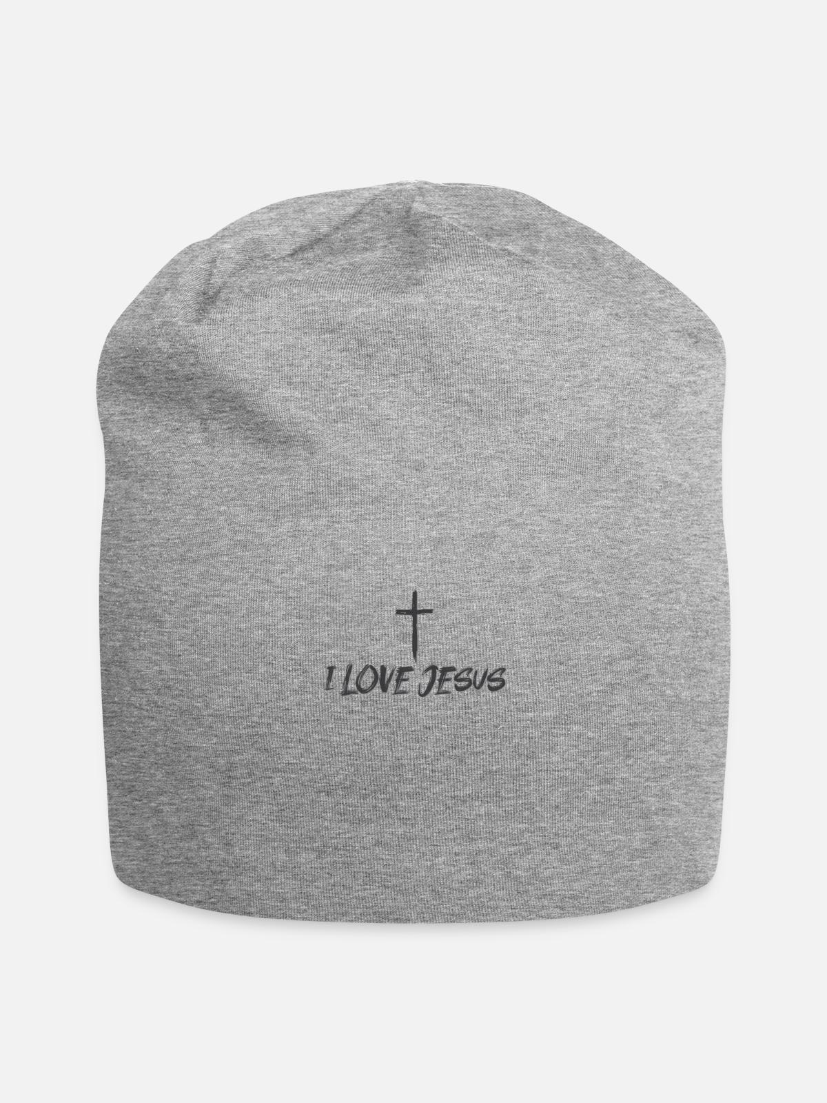 Jesus - I Love Jesus - Jersey Beanie - heather gray - Front