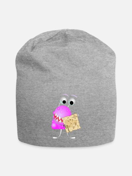 alien with map - Jersey Beanie - heather gray - Front