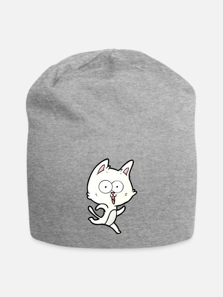 Cat Design Sticker Hard Selling - Jersey Beanie - heather gray - Front
