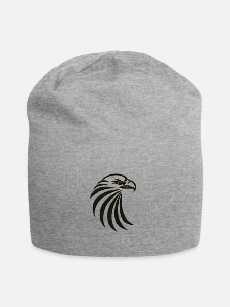 abstract design of eagle face in black - Jersey Beanie - heather gray - Front