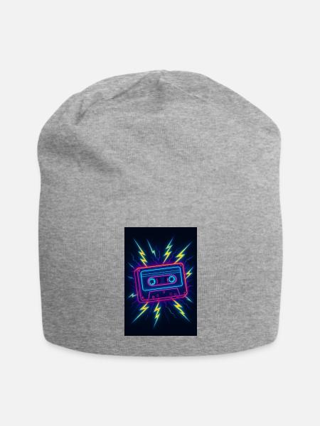 Neon Lightning Cassette - Jersey Beanie - heather gray - Front