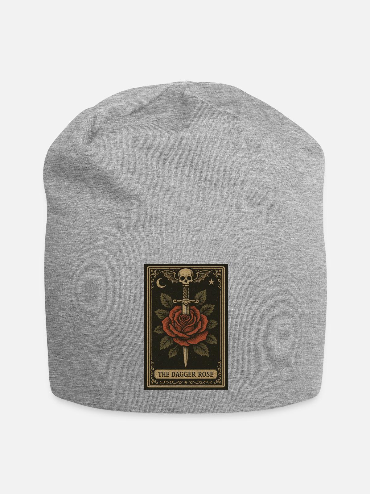 Dagger Rose Tarot Card - Jersey Beanie - heather gray - Front