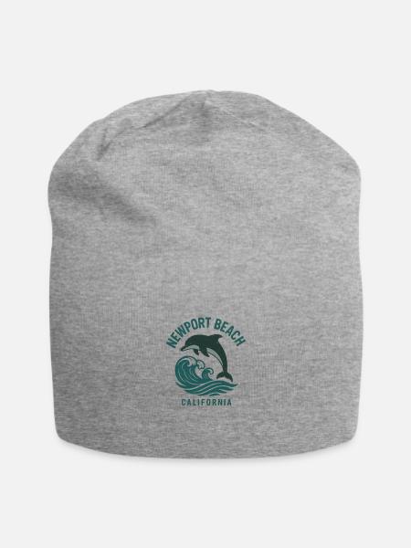 Newport Beach Dolphin Wave California - Jersey Beanie - heather gray - Front