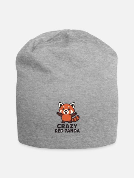 Crazy Red Panda Mascot Illustration - Jersey Beanie - heather gray
