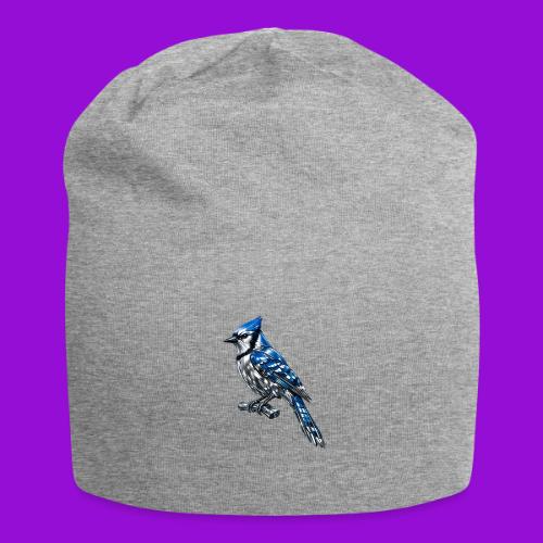 Silver Blue Jay on Perch - Jersey Beanie