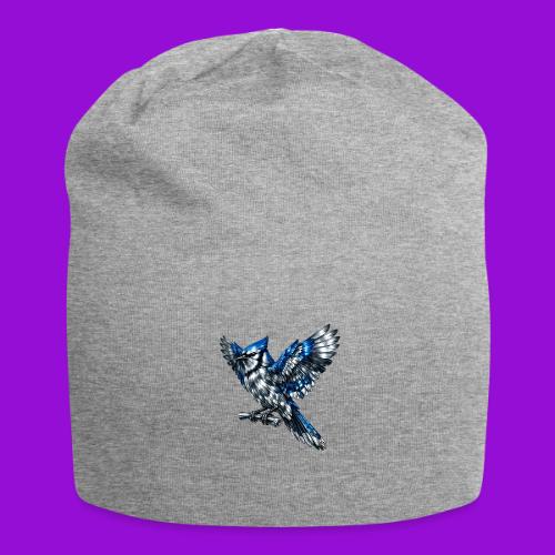 Silver Blue Jay Open Wing Perch - Jersey Beanie