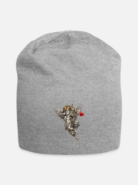 Cupid Archery with Heart Arrow - Jersey Beanie - heather gray - Front