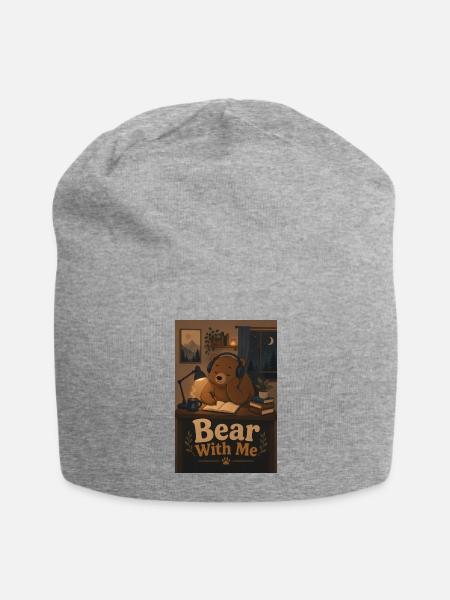 Bear With Me: Cozy Night Study - Jersey Beanie - heather gray