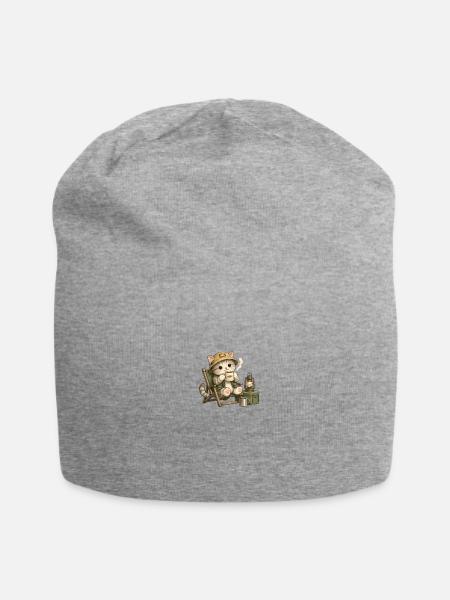 Camp Cat Cozy by Lantern - Jersey Beanie - heather gray