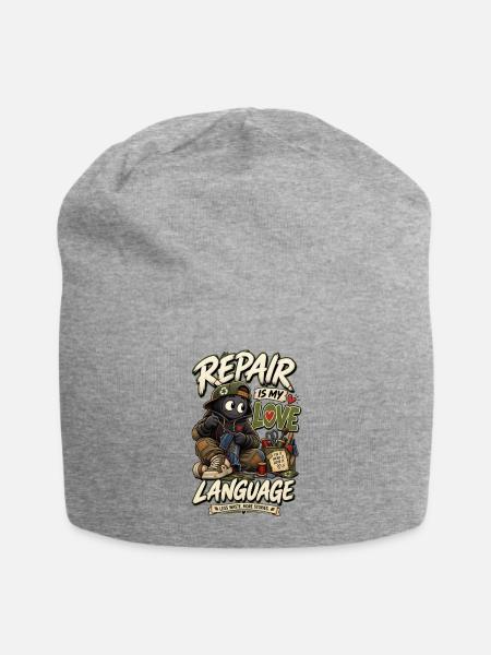 Repair Is My Love Language – Funny Upcycling - Jersey Beanie - heather gray - Front