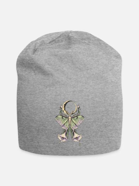Lunar Moth Moonlit Garden Bloom - Jersey Beanie - heather gray - Front