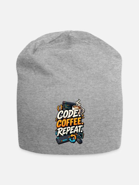Code Coffee Repeat - Jersey Beanie - heather gray - Front