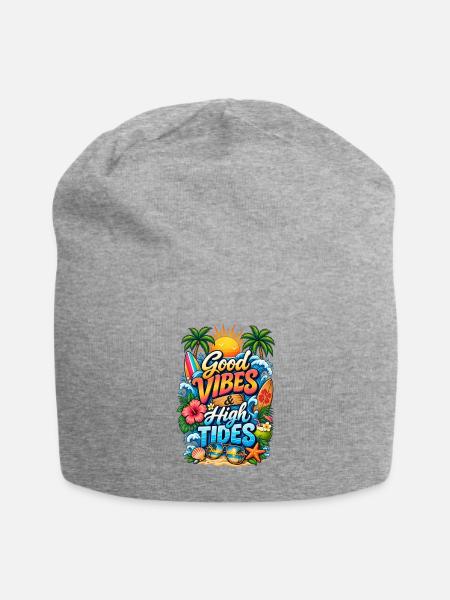 High Tides Beach by Marlaq Fashion - Jersey Beanie - heather gray - Front