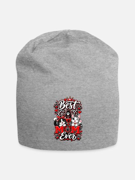 Best Cat Mom Ever - Jersey Beanie - heather gray - Front