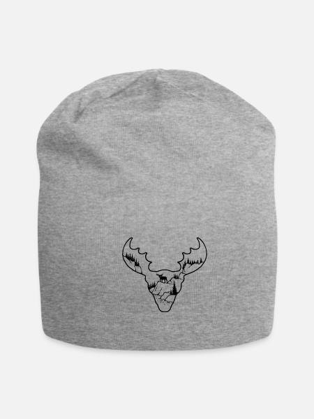 moose head - Jersey Beanie - heather gray - Front