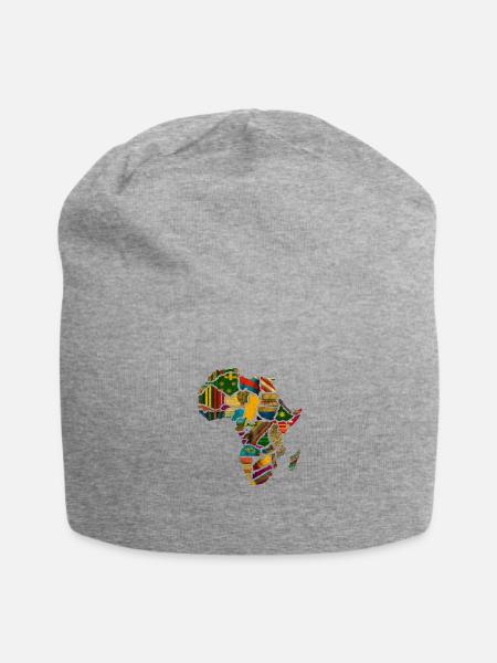 Africa Map - Kente Cloth Map - Jersey Beanie - heather gray - Front