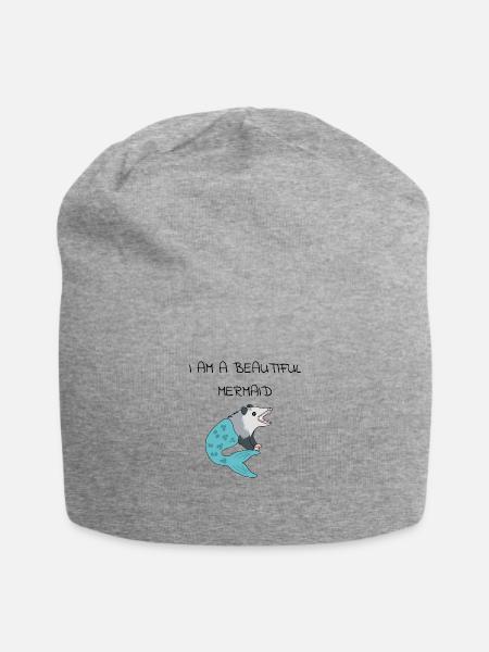 Opossum Mermaid - Jersey Beanie - heather gray - Front