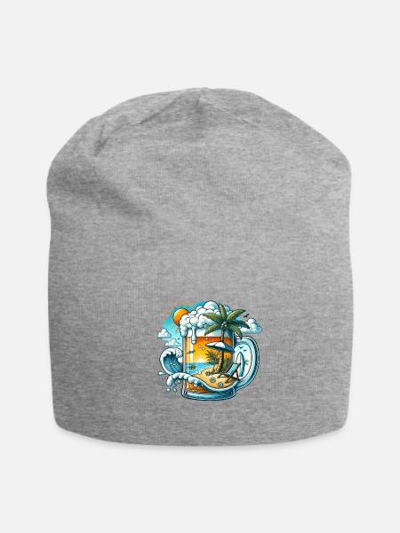 Beer Beach Design - Jersey Beanie - heather gray - Front