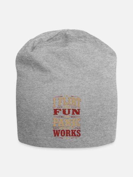 I Flirt for Fun and Panic When It Works - Jersey Beanie - heather gray - Front