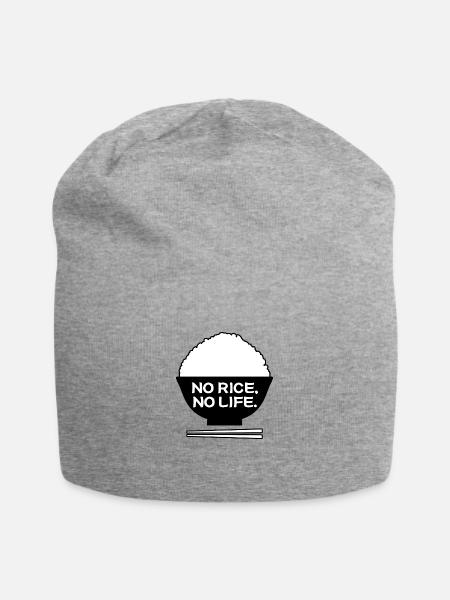 no rice no life - Jersey Beanie - heather gray - Front