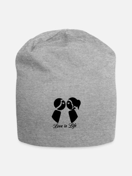 LOVE IS LIFE - Jersey Beanie - heather gray
