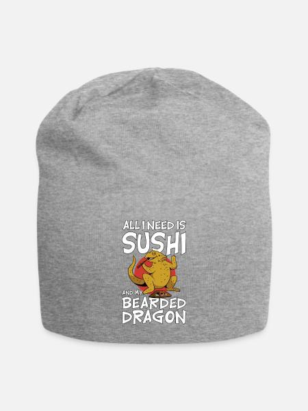 Sushi & My Bearded Dragon - Jersey Beanie - heather gray