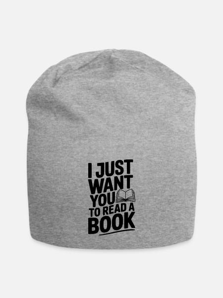 I Just Want You To Read a Book - Jersey Beanie - heather gray - Front