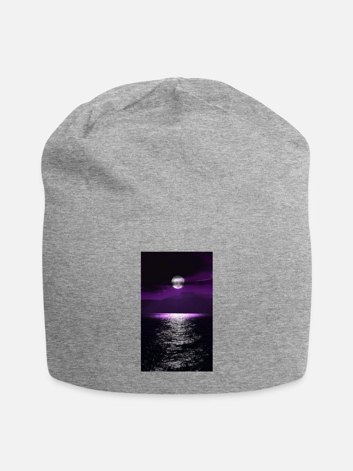 Moonlit Purple Ocean - Jersey Beanie - heather gray - Front