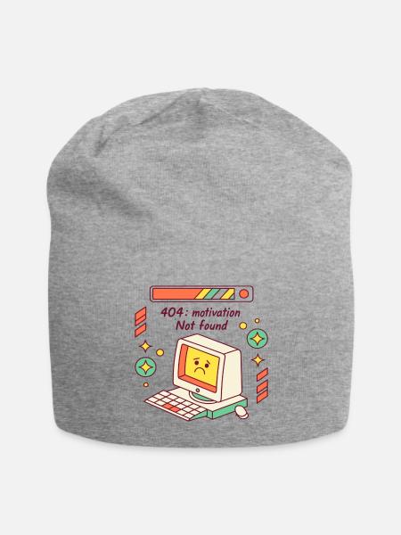 Retro Computer 404 Mood - Jersey Beanie - heather gray - Front