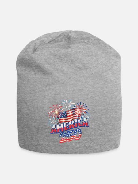 Patriotic Fireworks: America 250 - Jersey Beanie - heather gray
