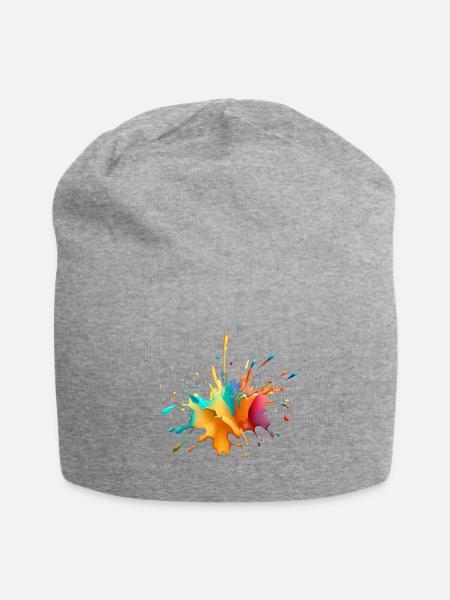 BE DIFFERENT! PAINT SPLATTER ABSTRACT SPLASH FUNKY - Jersey Beanie - heather gray - Front
