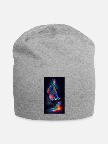 Cosmic Sailboat - Jersey Beanie - heather gray