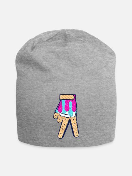 Ice Cream Drip Waffle Hand - Jersey Beanie - heather gray - Front
