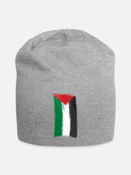 palestinian flag - Jersey Beanie - heather gray - Front