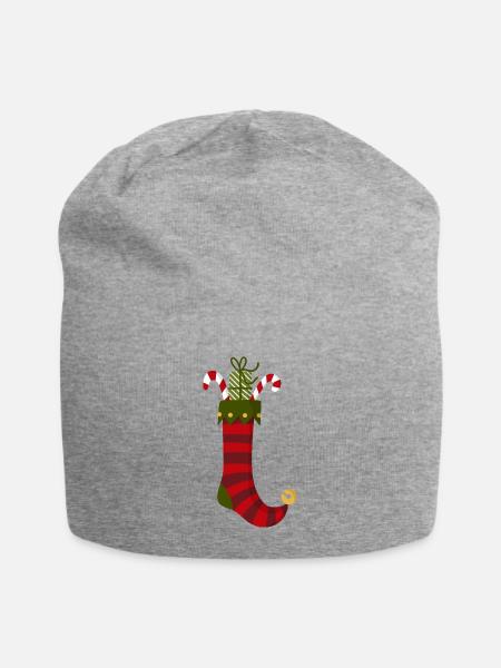 Christmas Sock - Jersey Beanie - heather gray - Front