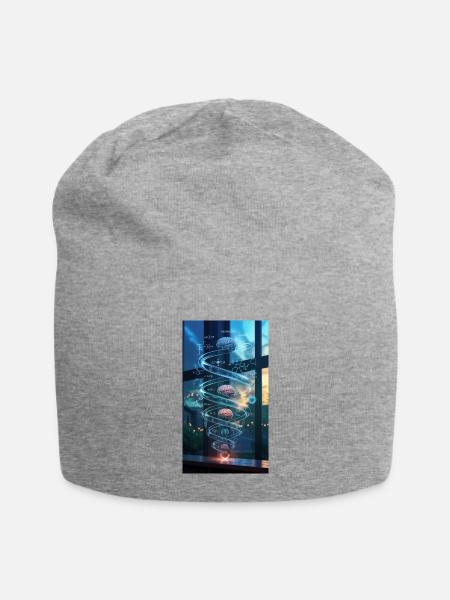 Neon Brain Spiral Science - Jersey Beanie - heather gray - Front