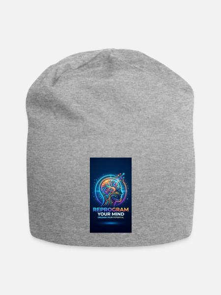 Reprogram Your Mind Neon Brain - Jersey Beanie - heather gray - Front
