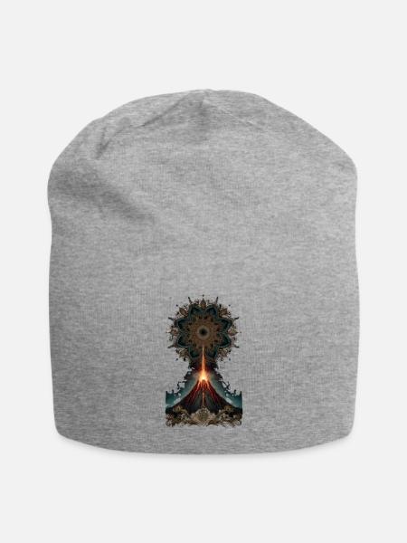 Mandala volcano sacred fire art  - Jersey Beanie - heather gray