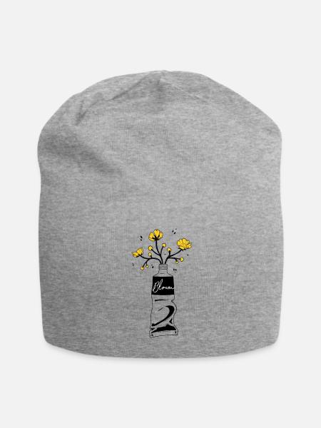 Bloom Buttercup - Jersey Beanie - heather gray - Front