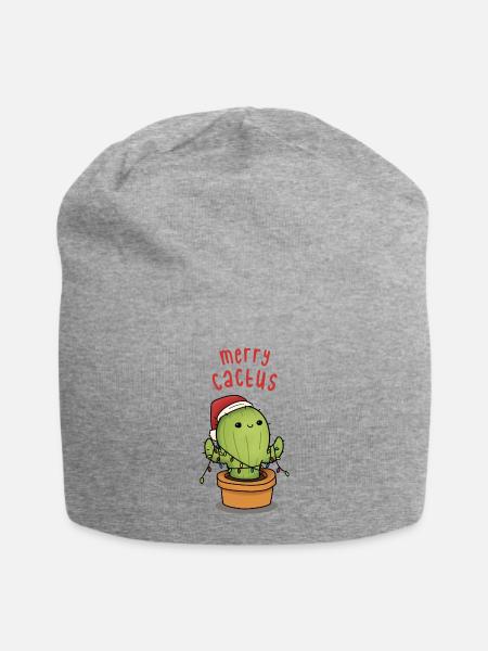 Merry Cactus Christmas Cactus In Santa Hat - Jersey Beanie - heather gray